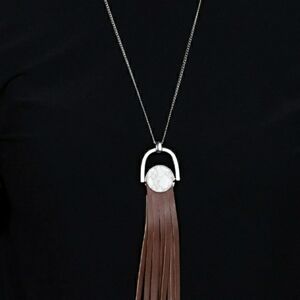 Elegant Silver and Brown Pendant Necklace